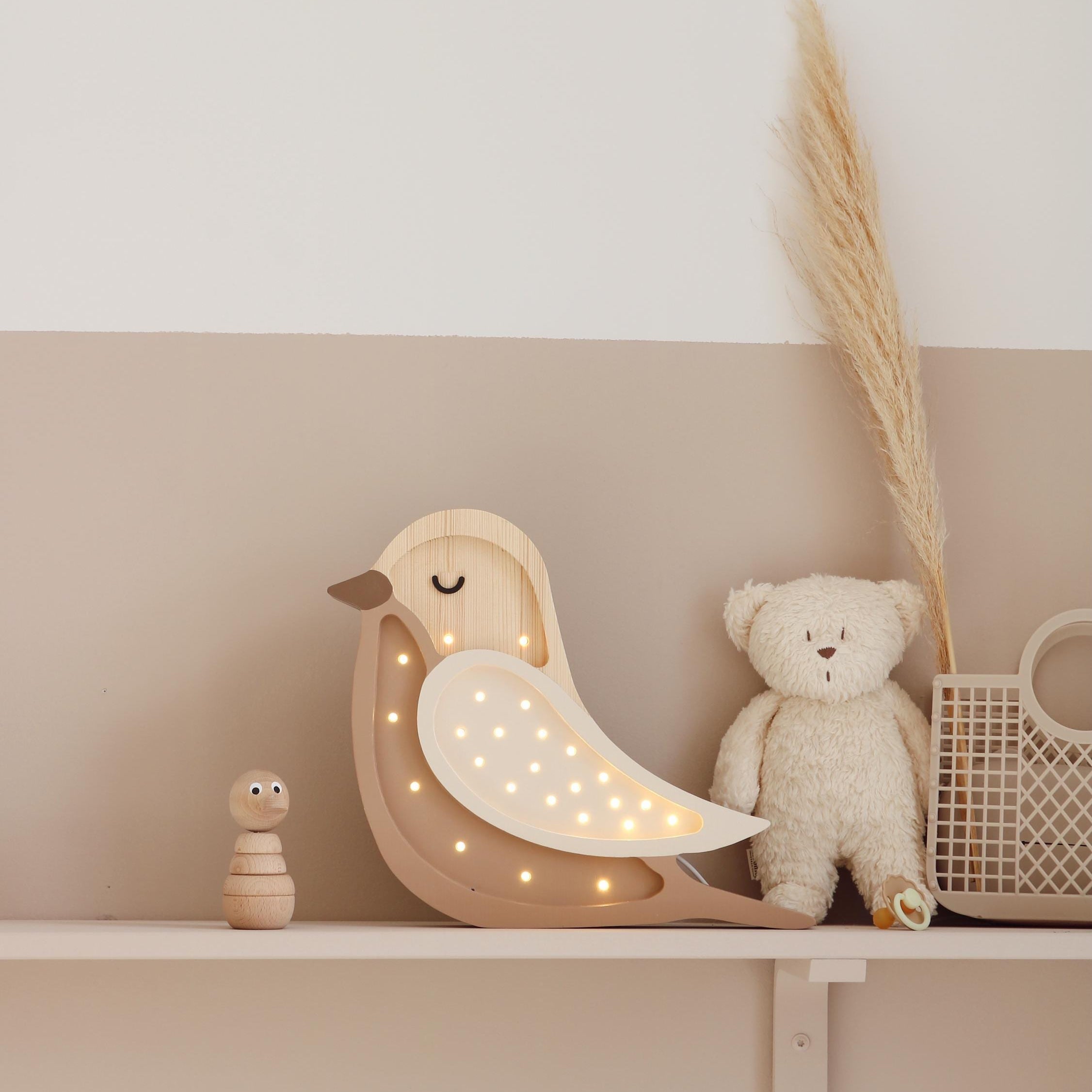 Lampka Nocna Ptaszek Little Lights | Coffee Wood