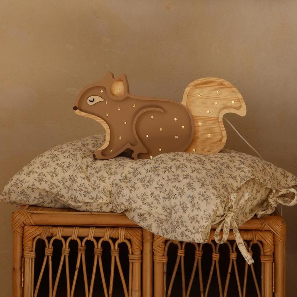 Wooden Squirrel Night Light Forest Decor for Kids' Room Handmade Lamp Bedside Table Lamp and Wall Lamp Montessori Lighting Woodland Whimsy