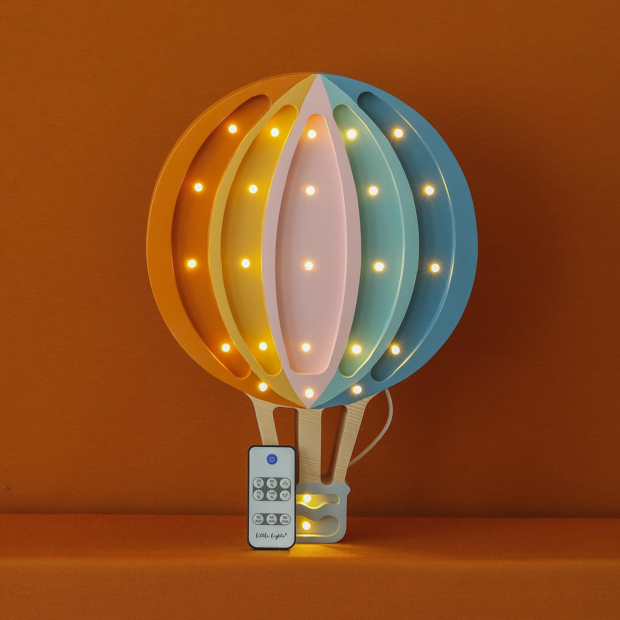 Wooden Hot Air Balloon Lamp Night Light Nursery Wall Decor Montessori Room Gift for Girl Retro Kidsroom Pink Girls Decoration Retro Rainbow