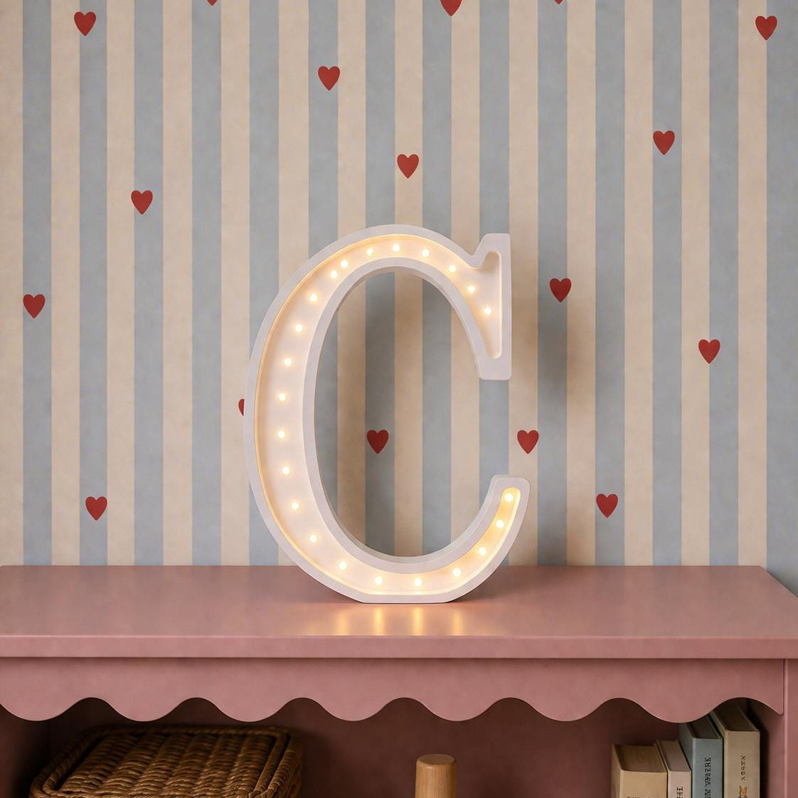 Wooden Letter Night Light Personalized Lighting Teen Room Letter Shaped Lamp 3D Letters Wall Decor Initials C Newborn Gift Typography Name