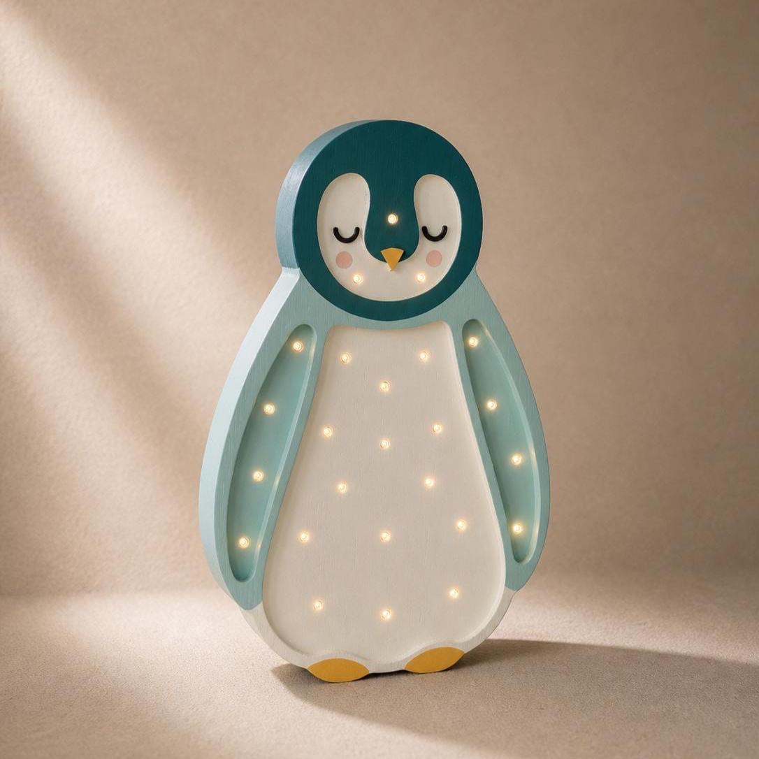 Wooden Penguin Night Light Bedside Lamp and Wall Light Lighting for Kids' Room Children's Wall Decor Arctic Theme Animal Winter Wonderland