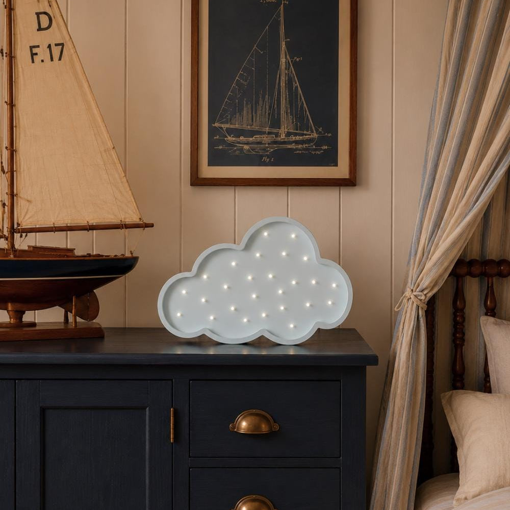 Wooden Cloud Night Light Blue Nursery Decor Kids' Room Handmade Lamp Baby Gift Sky Wall Montessori Boho Dreamy Lighting Soft Glow Minimal
