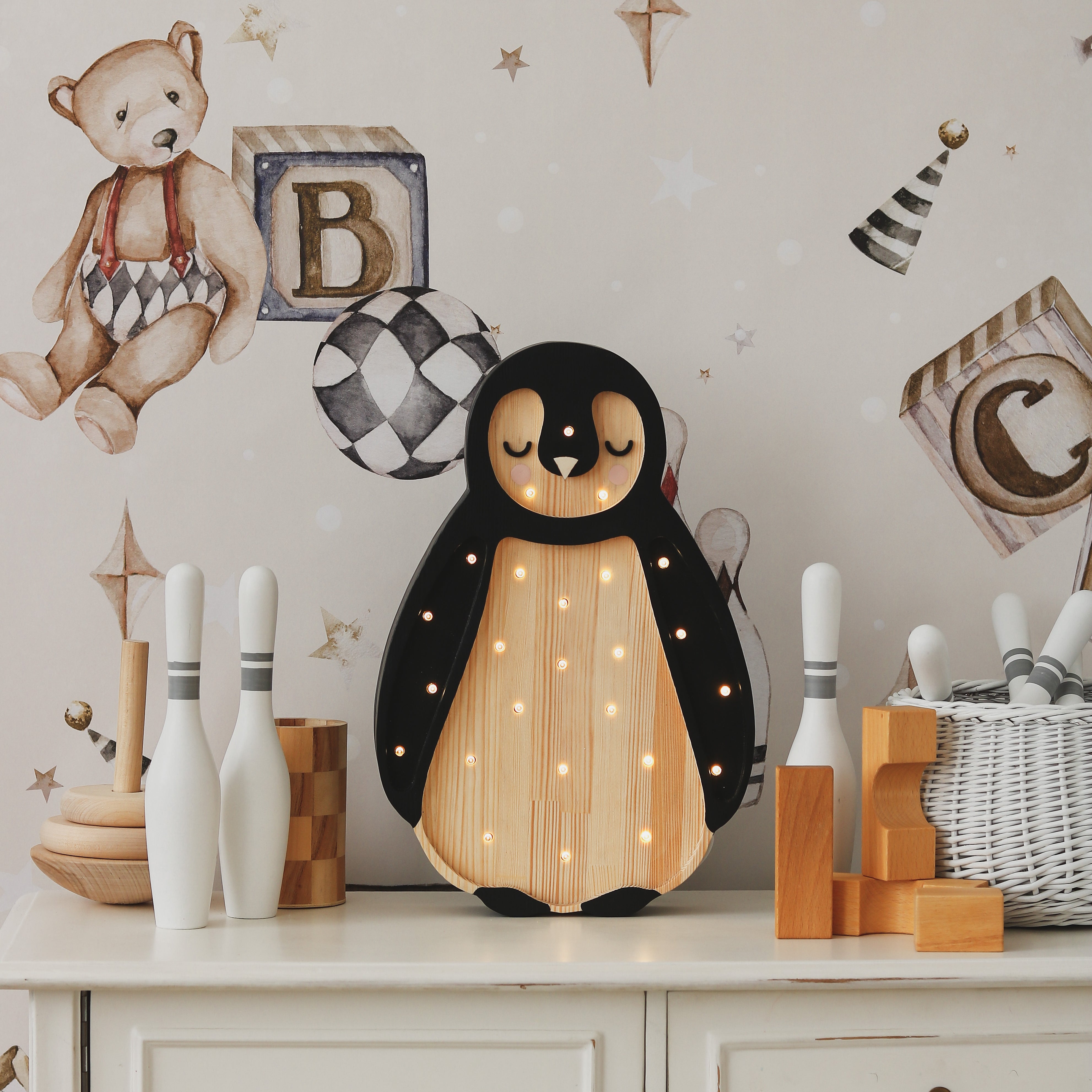 Little Lights Penguin Night Light | Arctic Wood