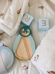Little Lights Penguin Mini Night Light | Teal Wood
