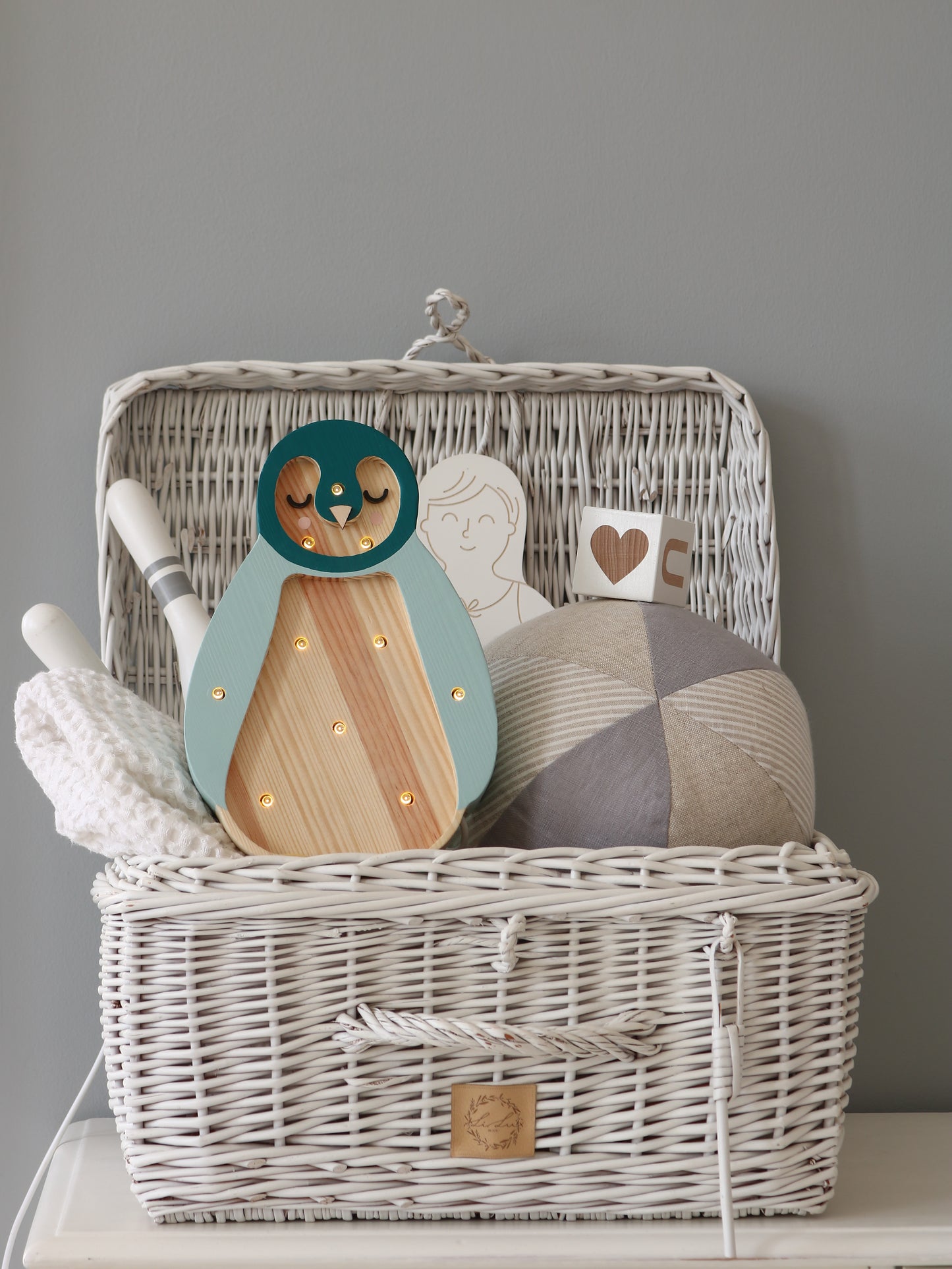 Little Lights Penguin Mini Night Light | Teal Wood