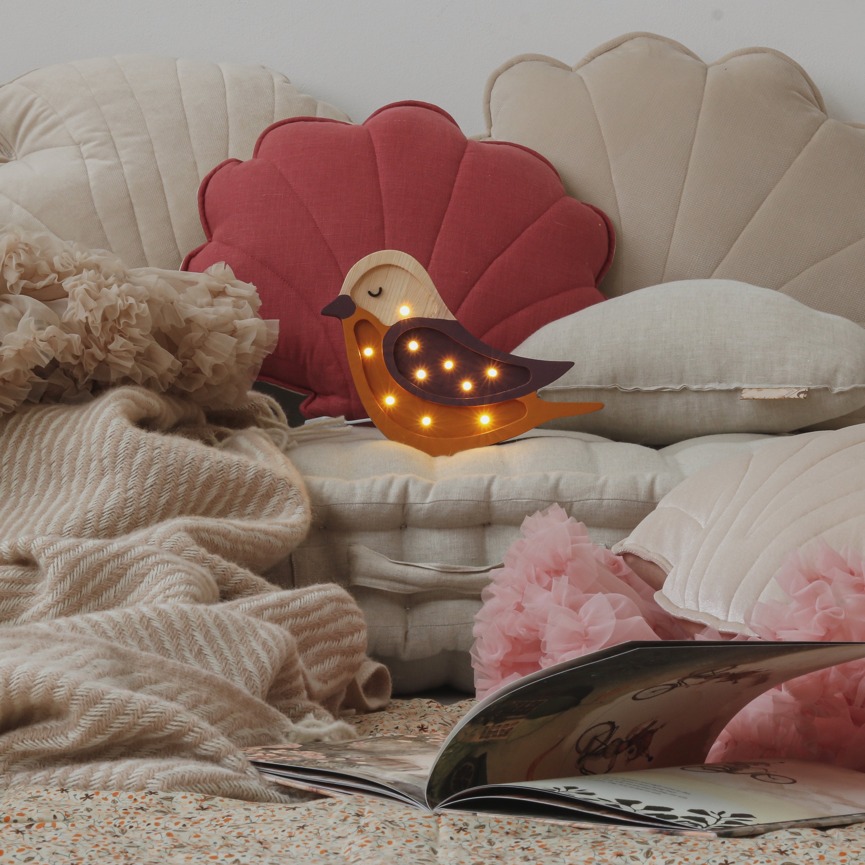 Little Lights Bird Mini Night Light | Maroon