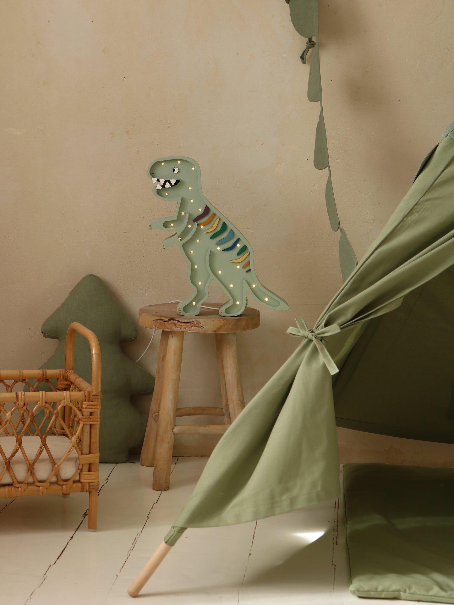 Little Lights T.Rex Dinosaur Night Light | Khaki Pastel