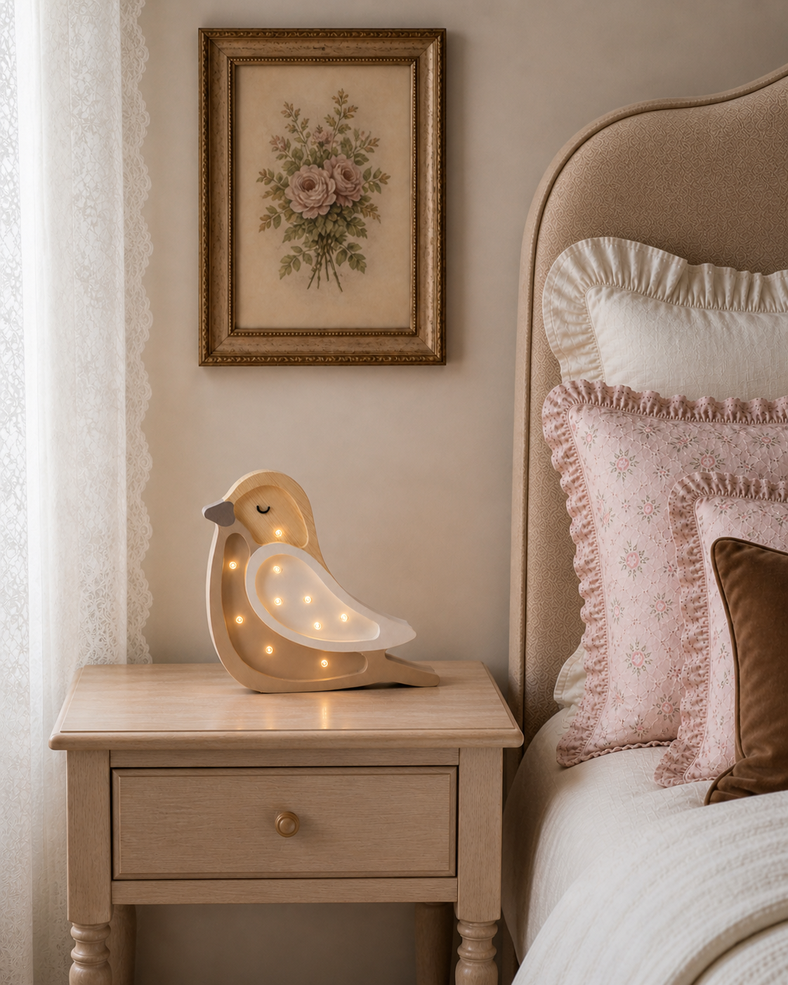 Little Lights Bird Mini Nachtlicht | Kaffee-Beige