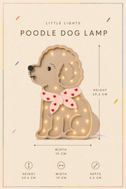Little Lights Poodle Dog Lotta Night Light | Red Hearts on Pink
