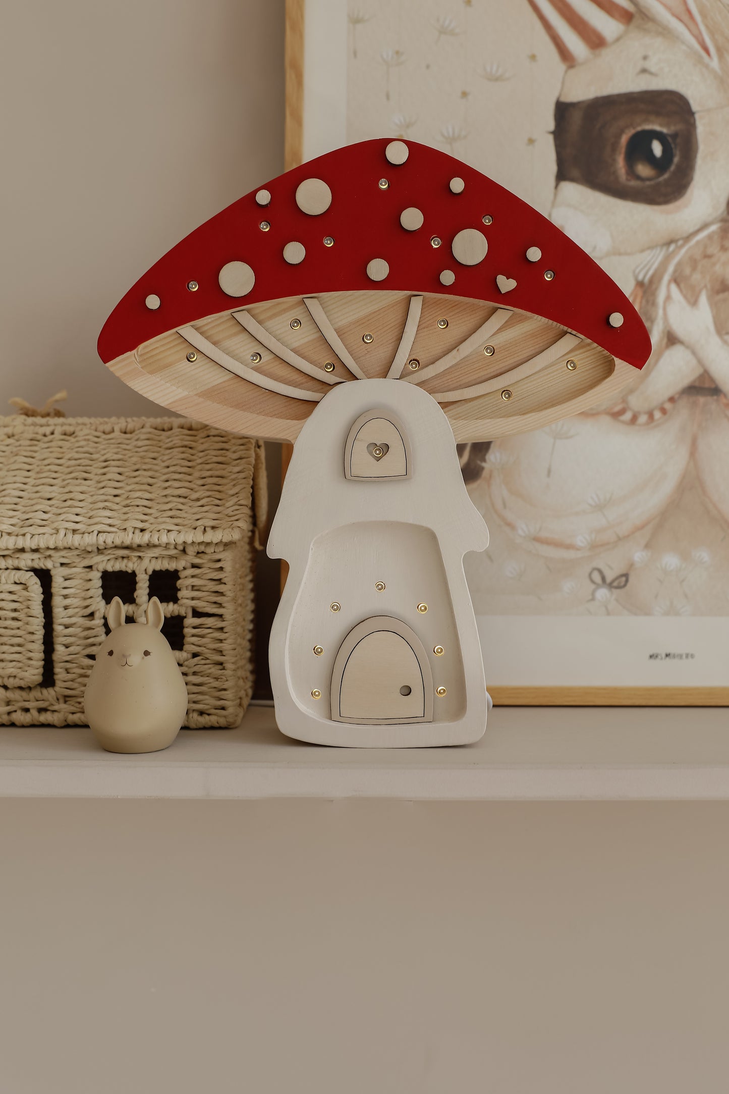 Little Lights Toadstool Mushroom House Night Light | Fairies Red