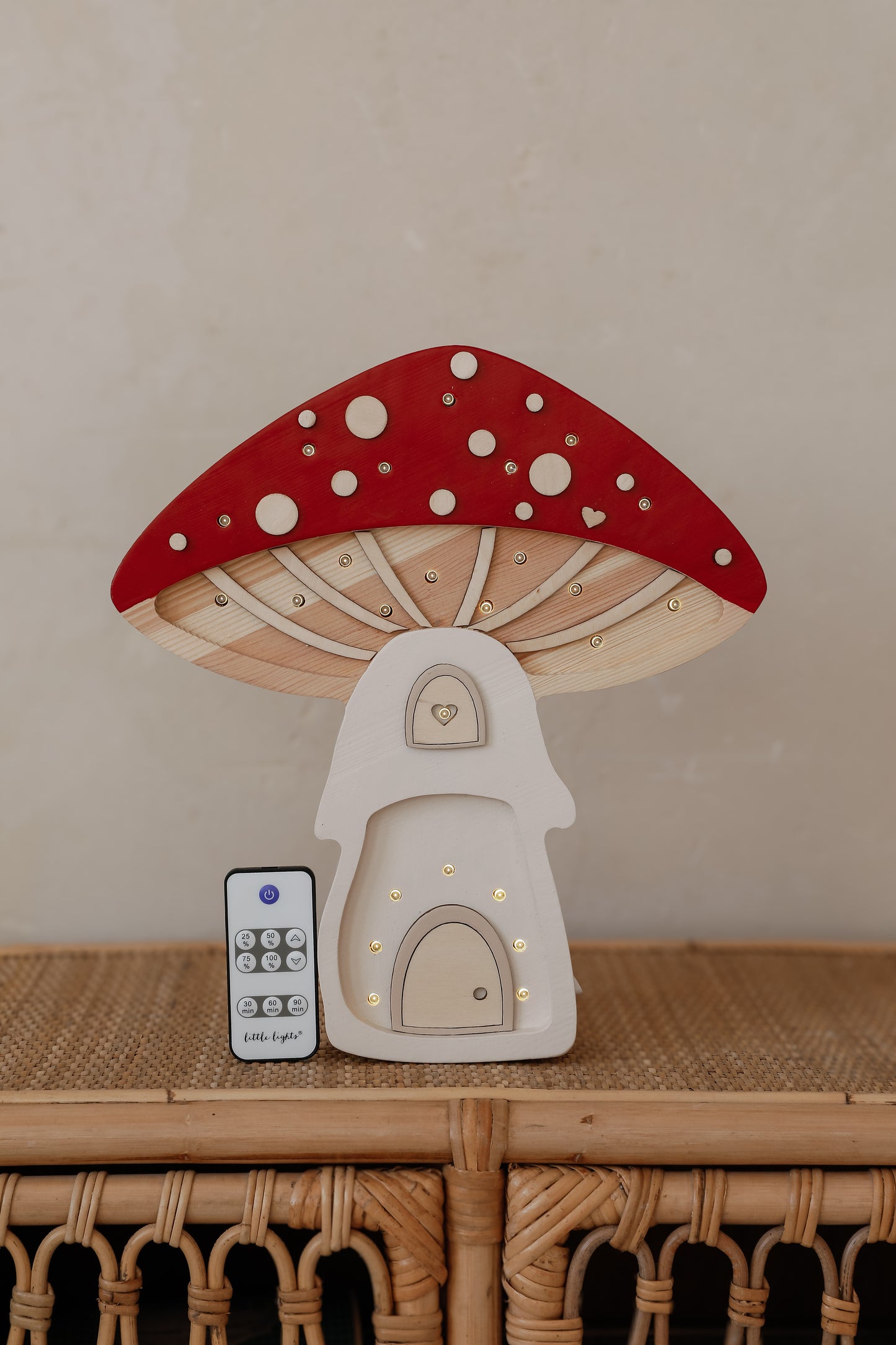Little Lights Toadstool Mushroom House Night Light | Fairies Red