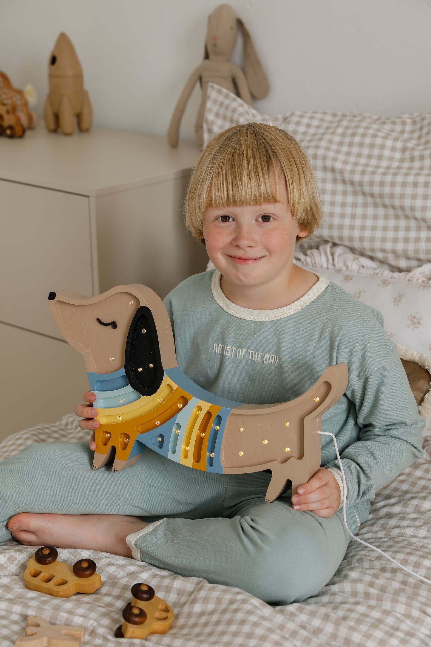 Little Lights Puppy Dachshund Night Light | Cracow Stripes