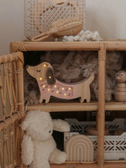 Little Lights Puppy Dachshund Mini Night Light | Cherries on Pink
