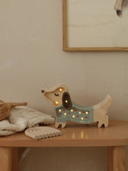 Little Lights Puppy Dachshund Mini Night Light | Mushroom on green