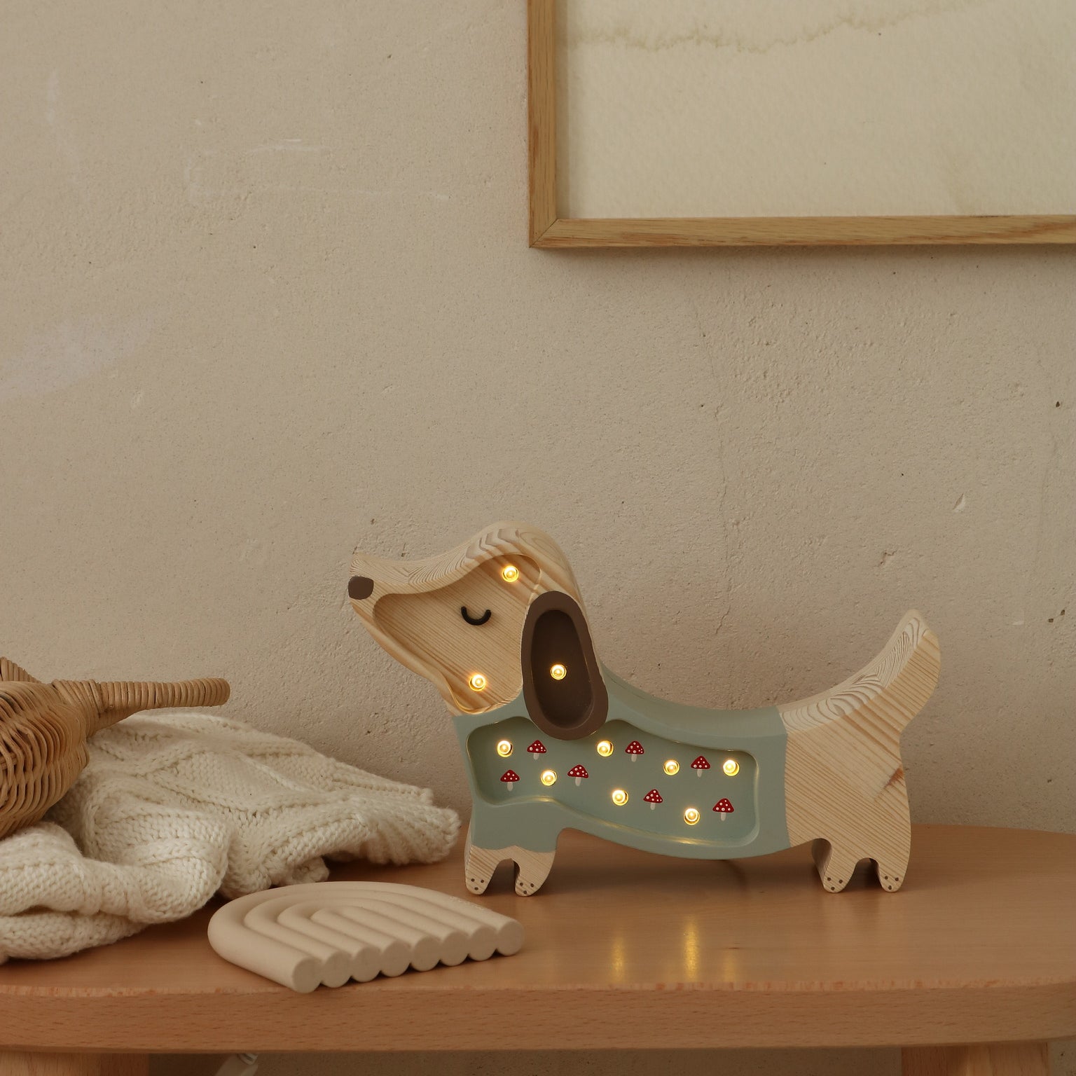 Little Lights Puppy Dackel Mini Nachtlicht | Pilz auf grün