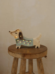 Little Lights Puppy Dachshund Mini Night Light | Mushroom on green
