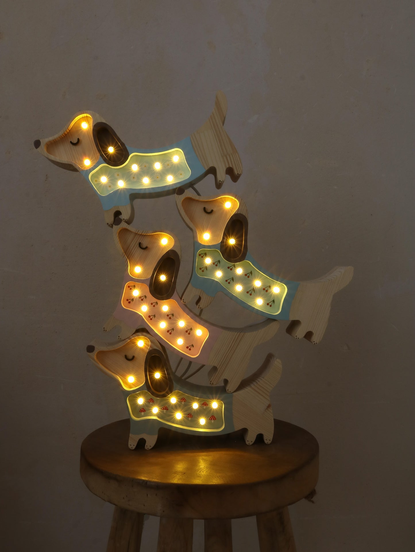 Little Lights Puppy Dachshund Mini Night Light | Mushroom on green