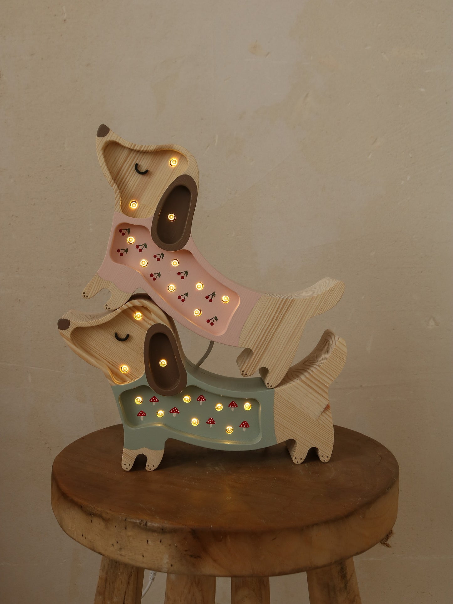 Little Lights Puppy Dachshund Mini Night Light | Mushroom on green