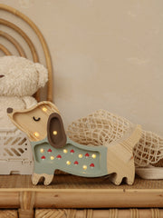 Little Lights Puppy Dachshund Mini Night Light | Mushroom on green
