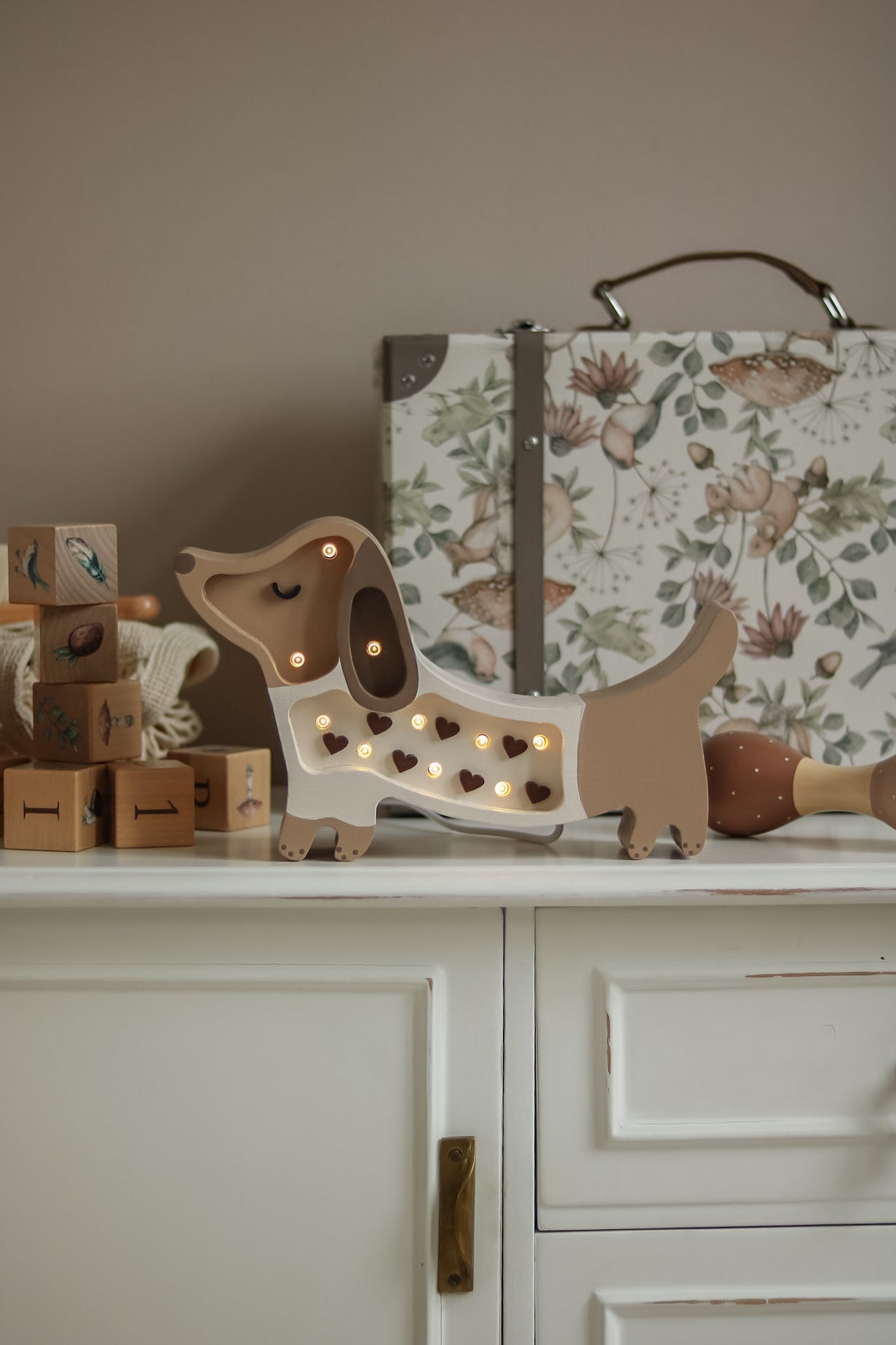 Little Lights Puppy Dachshund Mini Night Light | Chocolate Heart