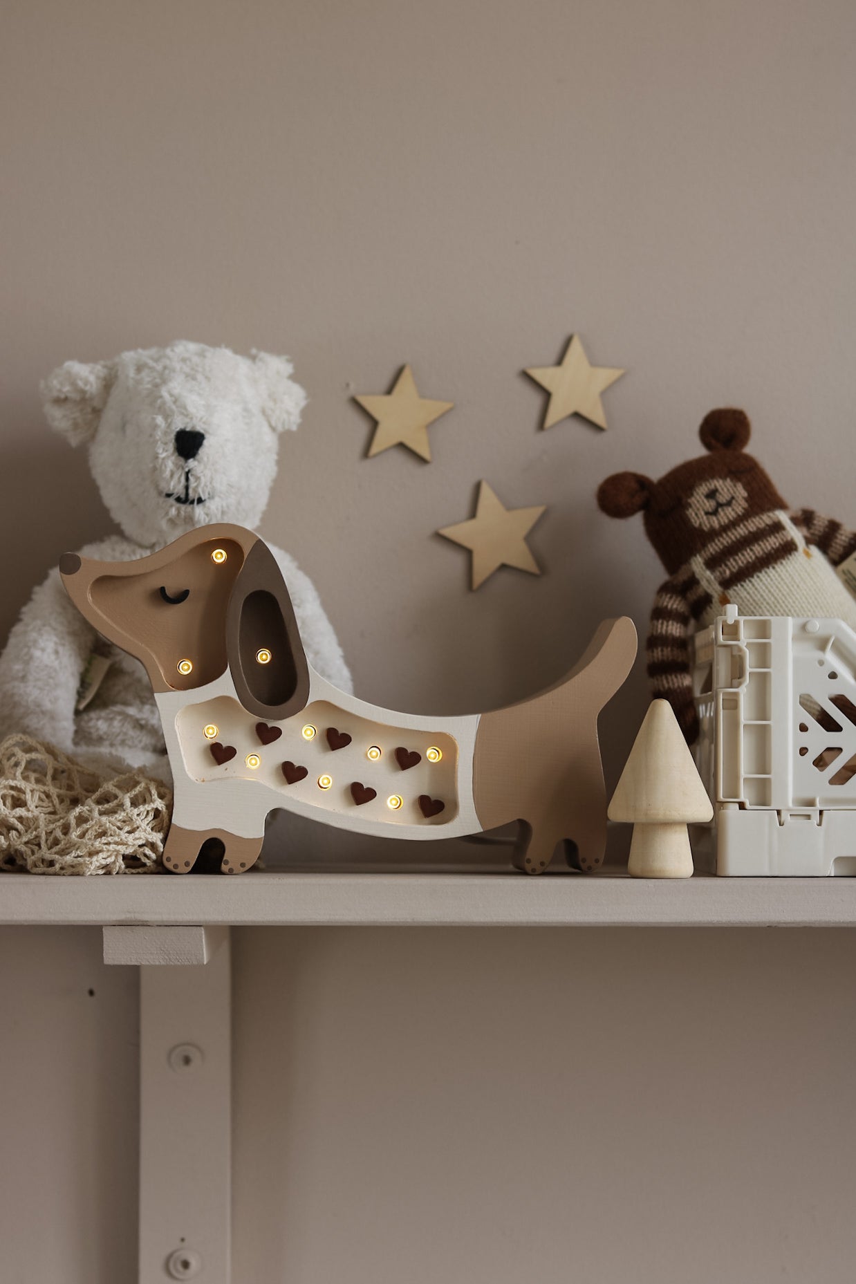 Little Lights Puppy Dachshund Mini Night Light | Chocolate Heart