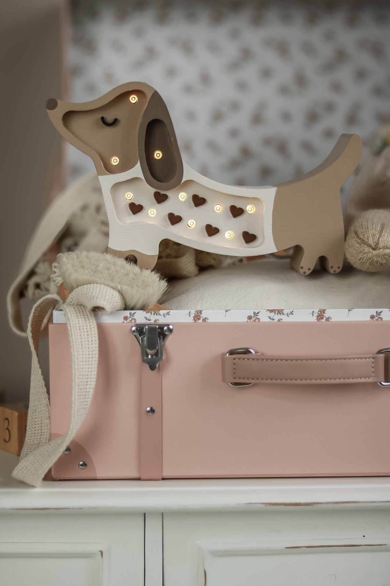 Little Lights Puppy Dachshund Mini Night Light | Chocolate Heart