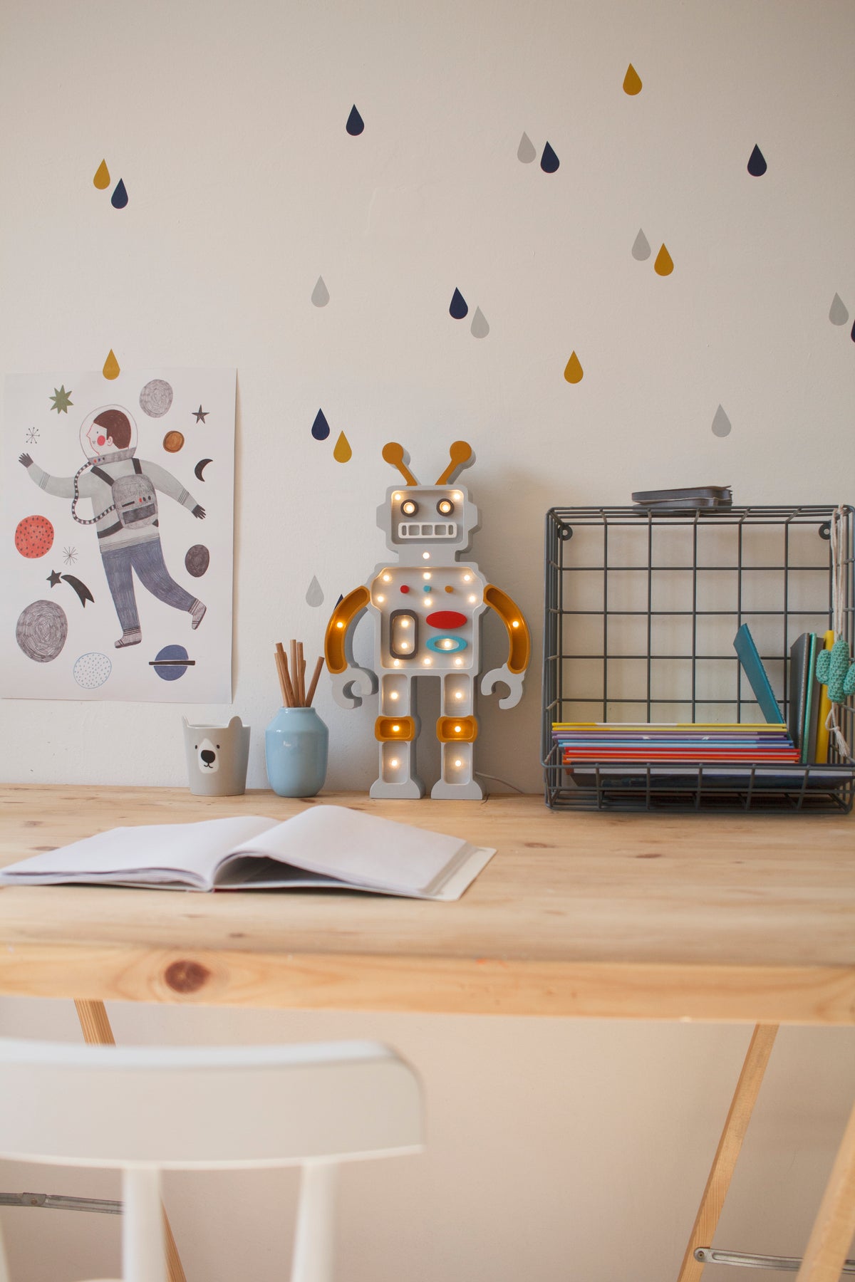 Little Lights Roboter-Nachtlicht | Metallic-Grau