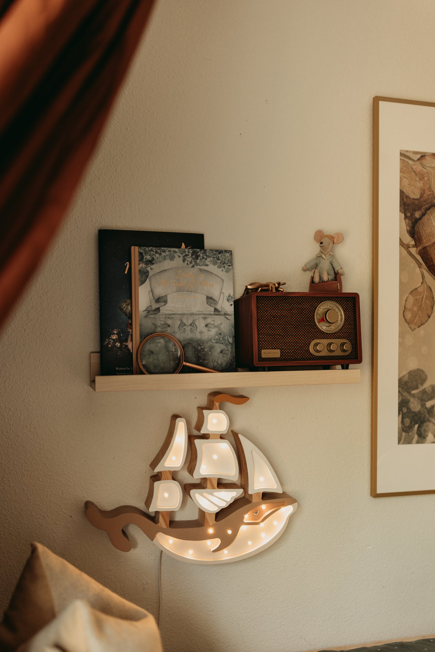 Little Lights Whale Ship Night Light | Pirate Brown