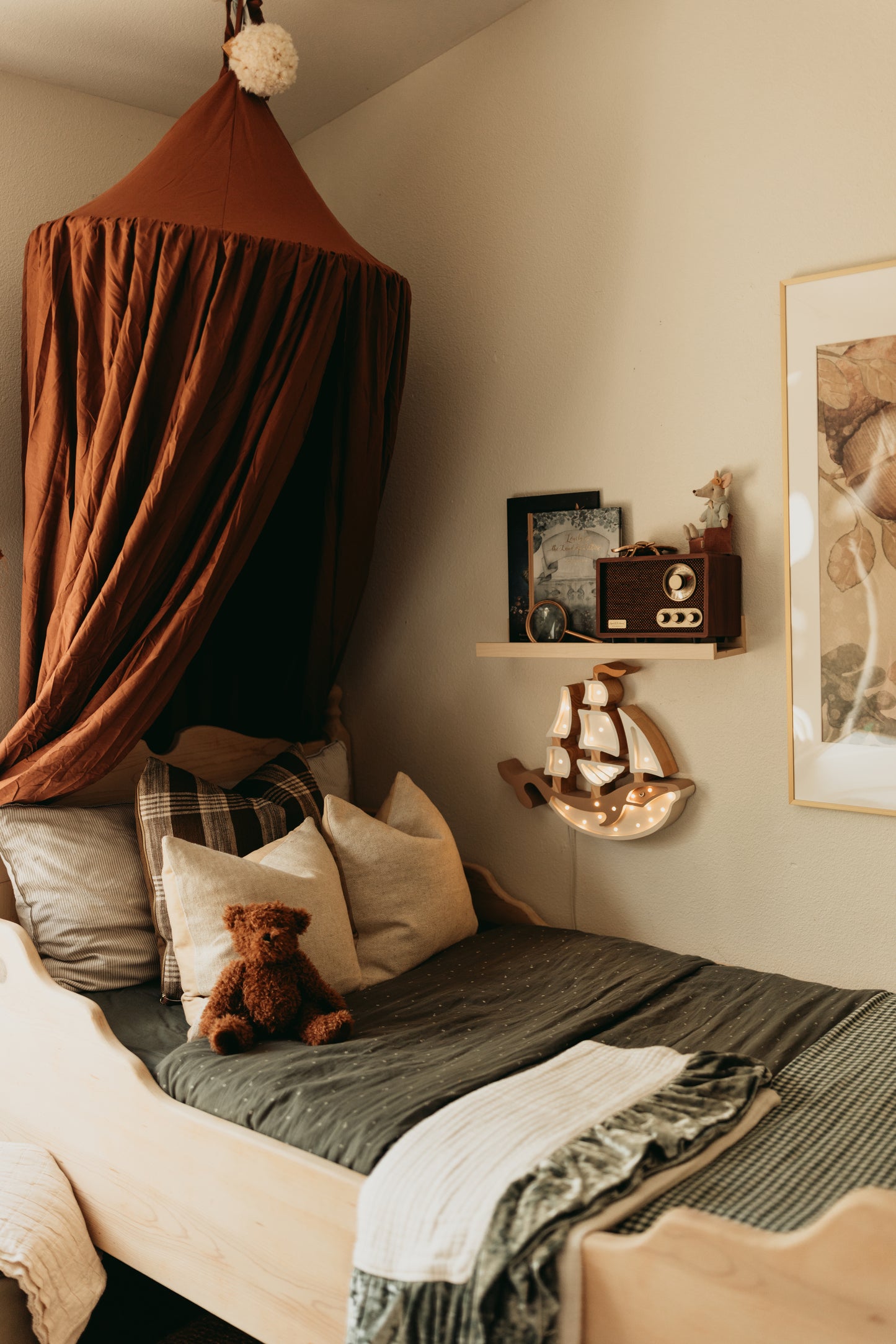 Little Lights Whale Ship Night Light | Pirate Brown