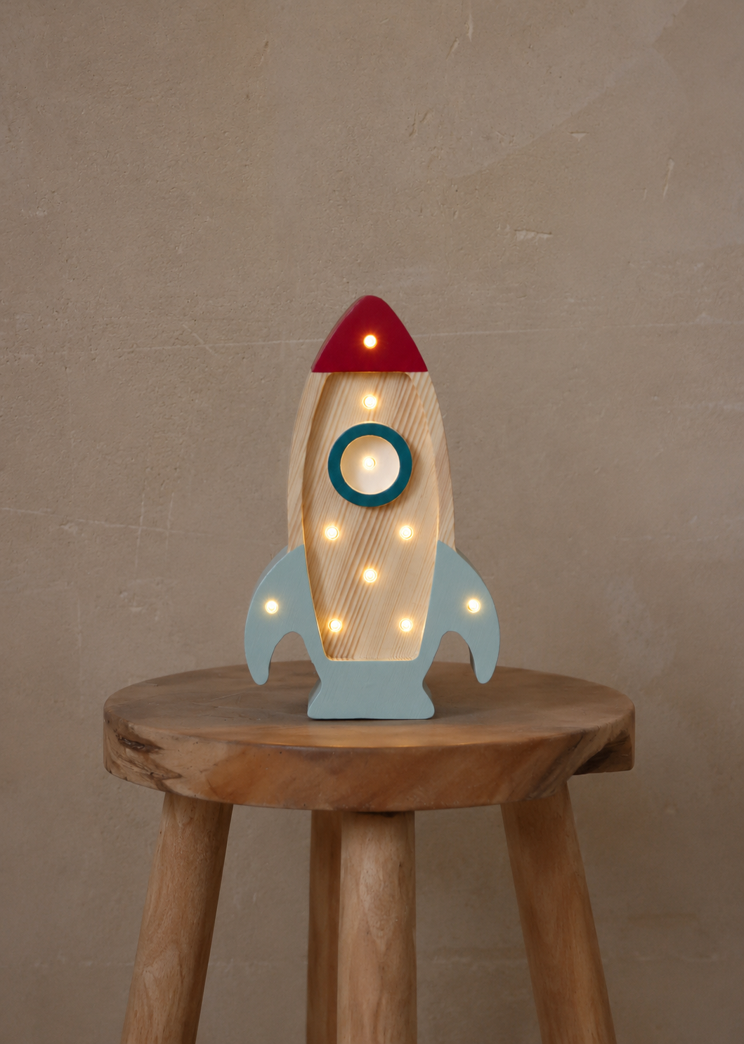 Lampka nocna Little Lights Space Rocket Mini | Drewno morskie