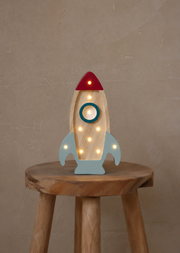 Lampka nocna Little Lights Space Rocket Mini | Drewno morskie