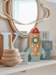 Lampka nocna Little Lights Space Rocket Mini | Drewno morskie
