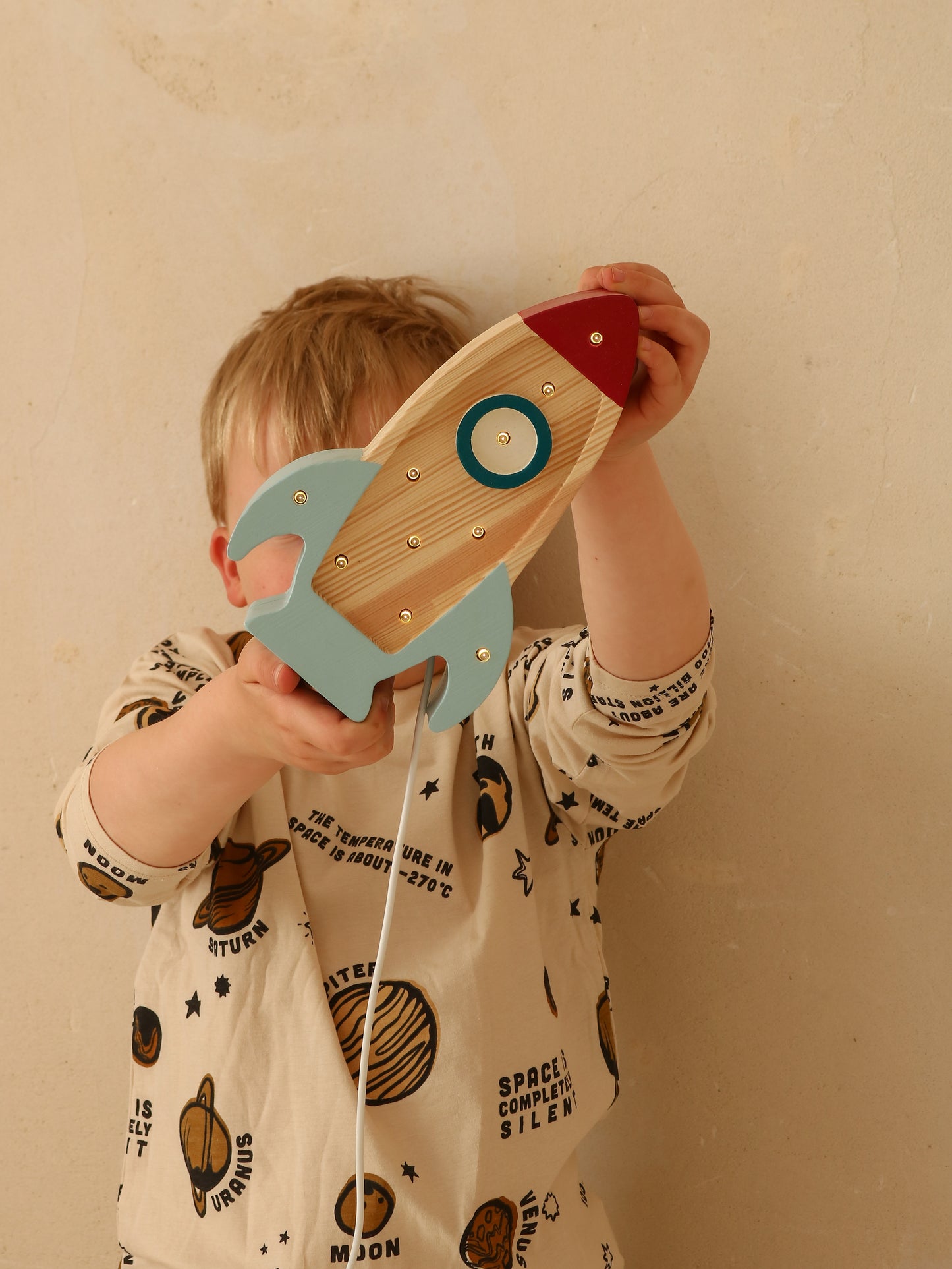 Lampka nocna Little Lights Space Rocket Mini | Drewno morskie
