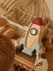 Lampka nocna Little Lights Space Rocket Mini | Drewno morskie