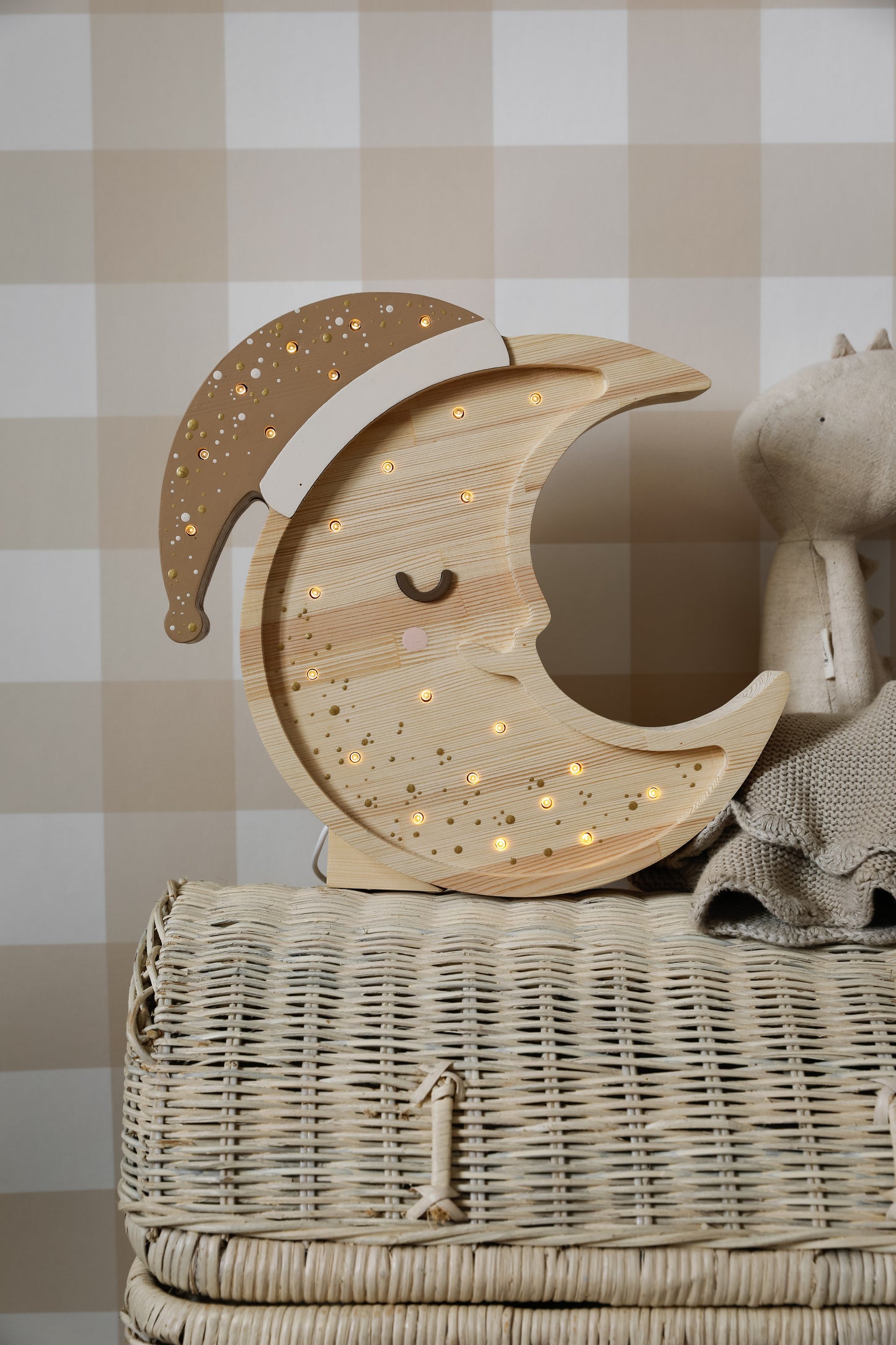 Lampka Nocna Księżyc Little Lights | Cappuccino Wood