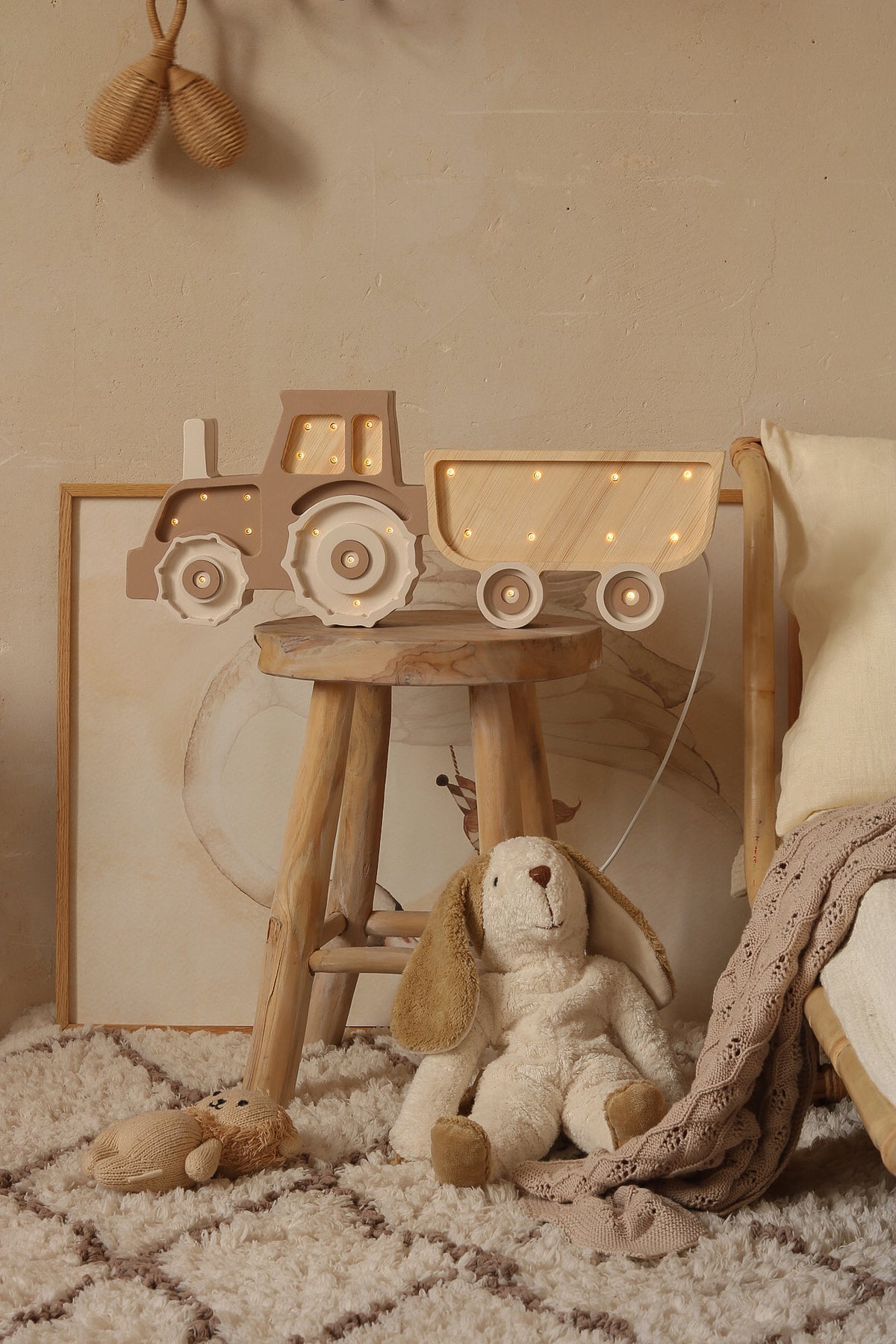Little Lights Tractor Night Light  | Coffee Cream