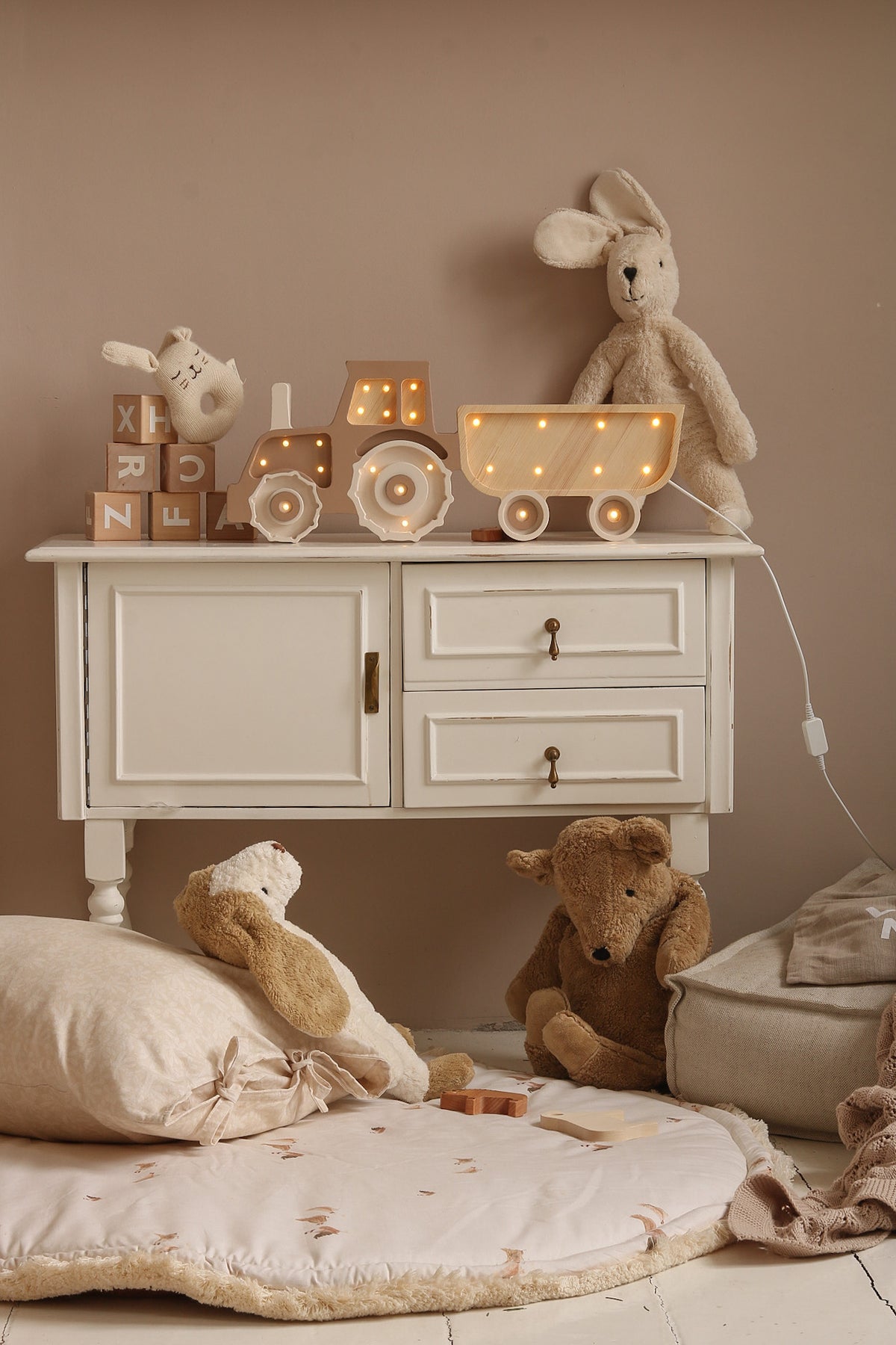 Little Lights Tractor Night Light  | Coffee Cream
