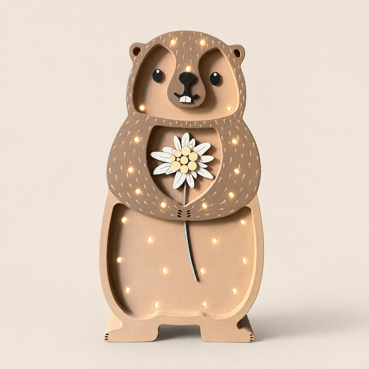 Beaver with Flower Lamp | Oatmeal Meadow