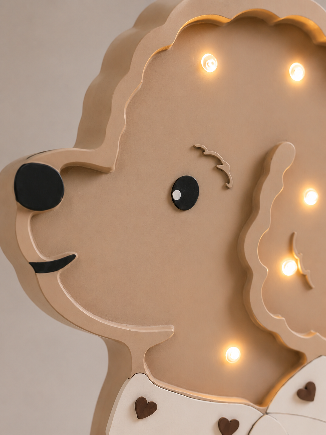 Little Lights Poodle Dog Lotta Night Light | Chocolate Hearts on Beige