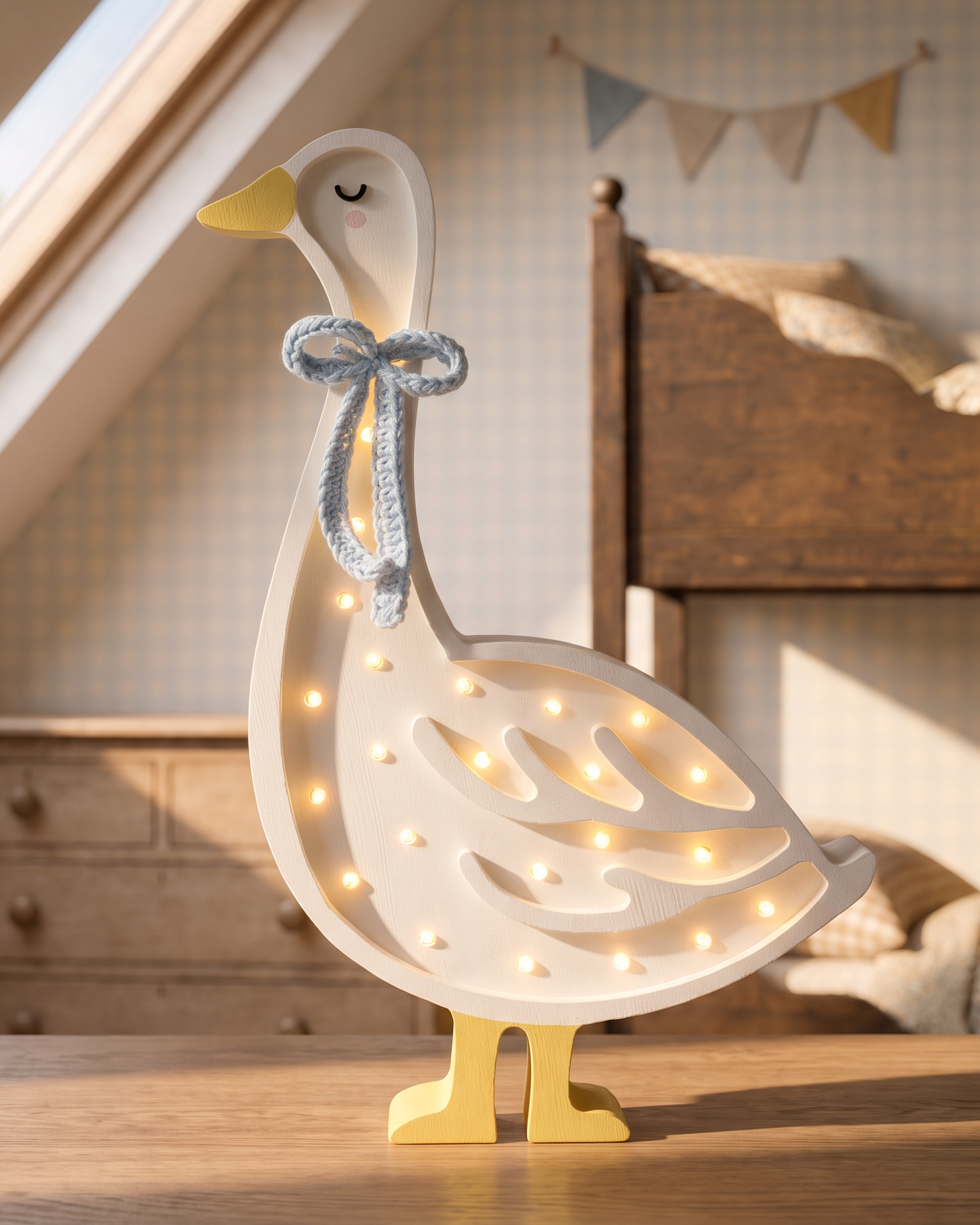 Little Lights Goose Night Light | Cottage Blue Bow