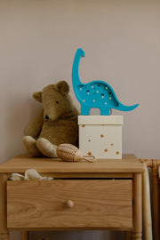 Wooden Diplodocus Night Light Dinosaur Lamp Handmade Kids Room Decor Baby Gift Blue Brontosaurus Boys Wall Decoration Nursery Jurassic Glow