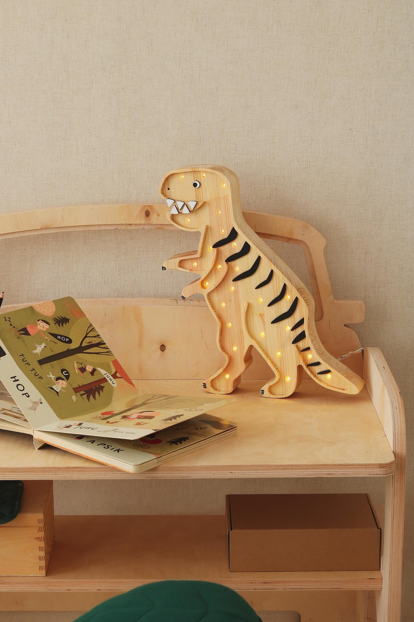 T.Rex Dinosaur Night Light Wooden Dinosaur Lamp Nursery Dino Room Decor Birthday Present Boys Kids Bedroom Lighting Dino Themed Nursery