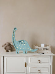 Dino Night Light Diplodocus Wooden Lamp for Kids Room Baby Gift Blue Dinosaur Decor Brontosaurus Dinosaur Wallpaper Nursery Dino Gift Idea