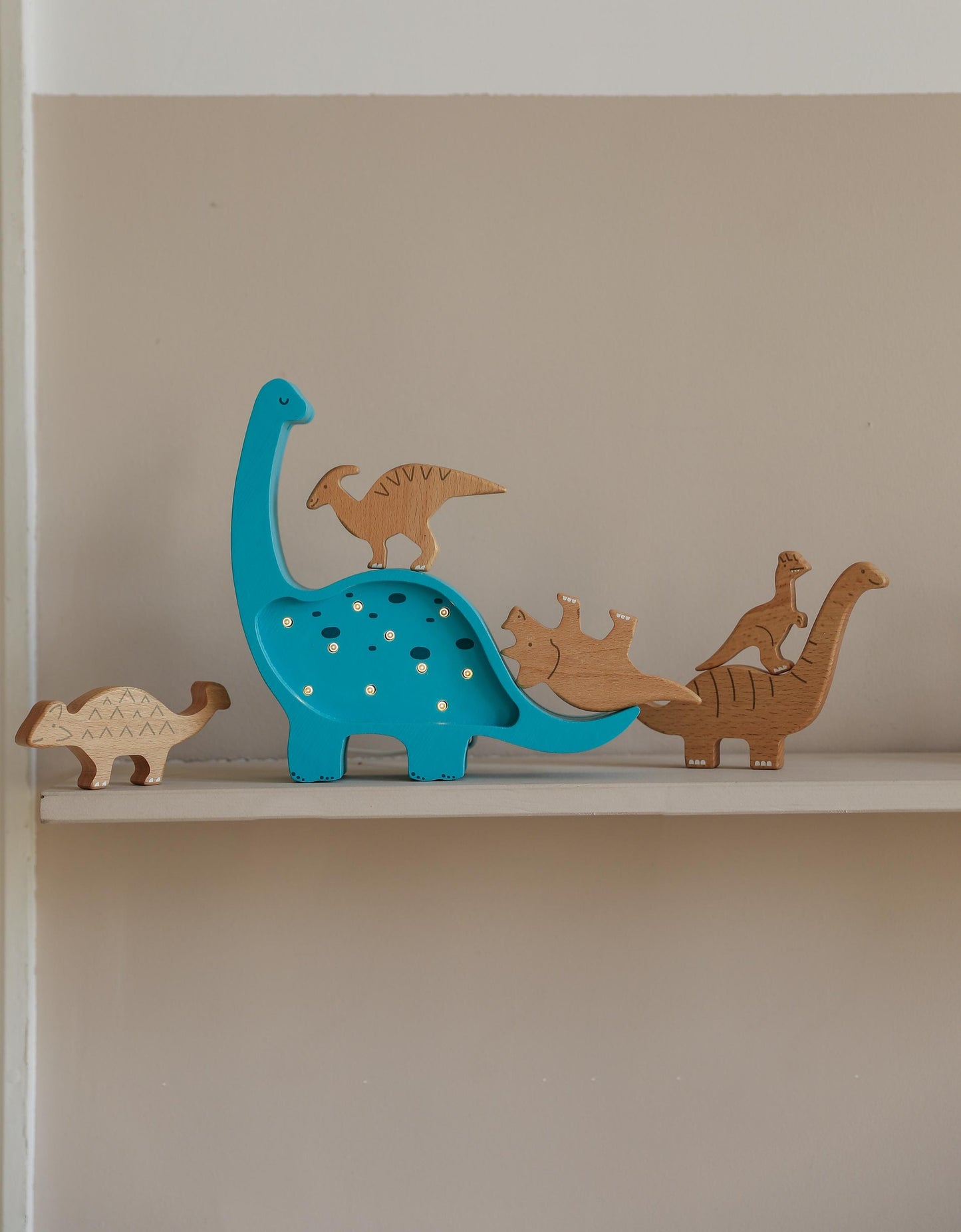Wooden Diplodocus Night Light Dinosaur Lamp Handmade Kids Room Decor Baby Gift Blue Brontosaurus Boys Wall Decoration Nursery Jurassic Glow
