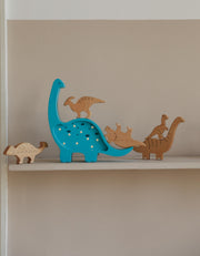 Wooden Diplodocus Night Light Dinosaur Lamp Handmade Kids Room Decor Baby Gift Blue Brontosaurus Boys Wall Decoration Nursery Jurassic Glow