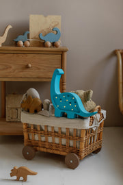 Wooden Diplodocus Night Light Dinosaur Lamp Handmade Kids Room Decor Baby Gift Blue Brontosaurus Boys Wall Decoration Nursery Jurassic Glow