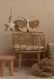 Wooden Butterfly Night Light for Girls Room Handcrafted Nursery Decor Boho Style Golden Butterfly Glamour Beige Princess Whimsical Magic