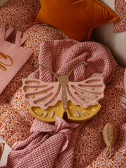 Drewniana Lampka Nocna Motyl do Pokoju Dziewczynki Ręcznie Robiona Dekoracja do Żłobka Styl Boho Różowy Pastelowy Motyl Glamour Dziecięca Księżniczka Kapryśna Magia