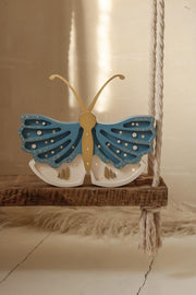 Holz-Schmetterling-Nachtlicht für Mädchenzimmer Handgefertigte Kinderzimmer-Deko Boho-Stil Goldener Schmetterling Glamour Gold Kinder Prinzessin Verträumte Magie