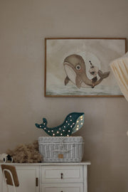 Holz Wal Nachtlicht Ozean-Themen-Kinderzimmerlampe Küsten Babyzimmer Deko LED Nachttischlampe Wandleuchte Meerestier für Kinder Nautisches Geschenk